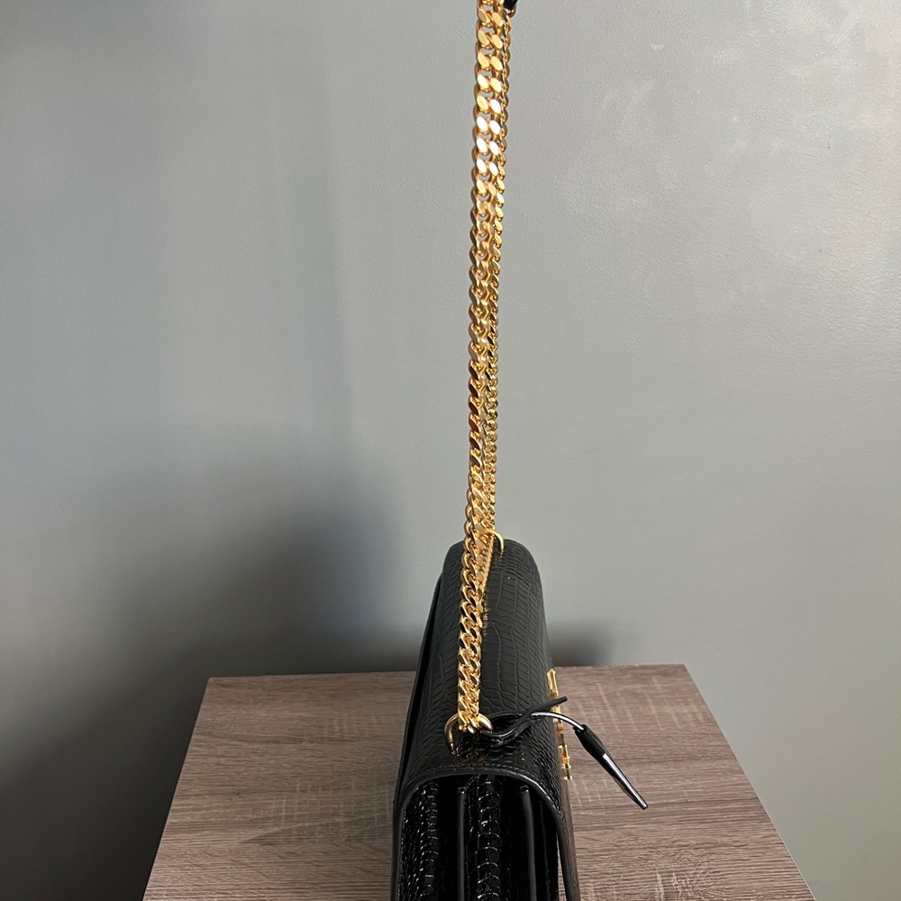 Saint Laurent Sunset Crossbody Bag Crocodile Embossed Leather Large - Picture 8 of 11